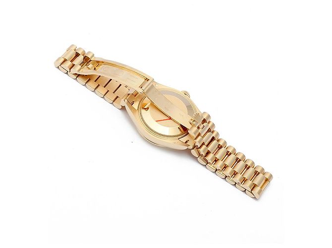 Rolex Datejust Original Diamond Medium Damenuhr aus Gold mit olivgrünem Blumenmotiv - Ansicht 19