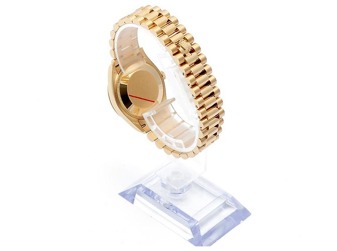 Rolex Datejust Original Diamond Medium Damenuhr aus Gold mit olivgrünem Blumenmotiv - Ansicht 6
