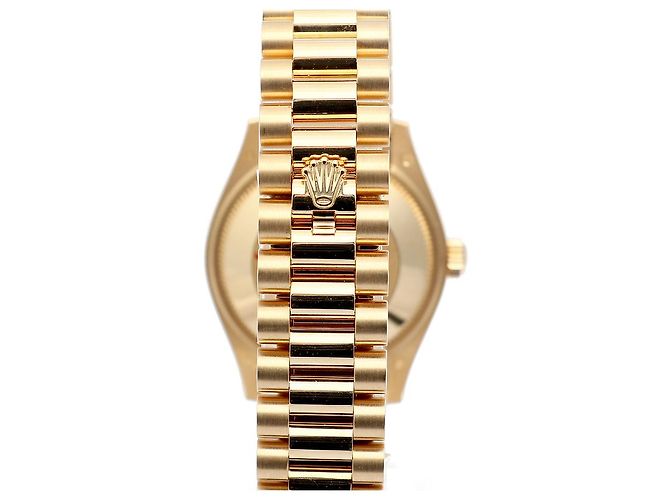 Rolex Datejust Original Diamond Medium Damenuhr aus Gold mit olivgrünem Blumenmotiv - Ansicht 8