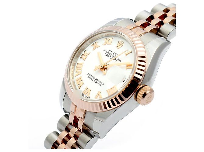 Rolex Orologio Datejust da donna con quadrante bianco, numeri romani e combinazione rosa - vista 10