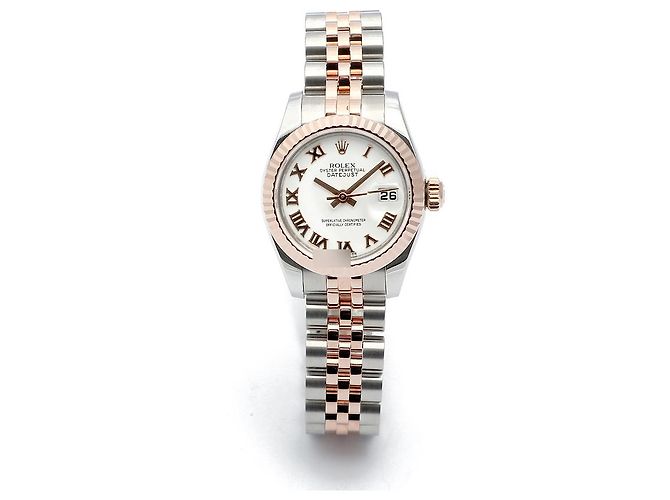 Rolex Orologio Datejust da donna con quadrante bianco, numeri romani e combinazione rosa - vista 14
