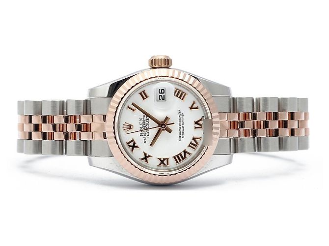 Rolex Orologio Datejust da donna con quadrante bianco, numeri romani e combinazione rosa - vista 17
