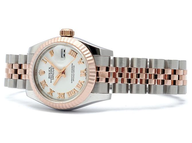 Rolex Orologio Datejust da donna con quadrante bianco, numeri romani e combinazione rosa - vista 19