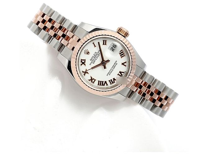 Rolex Orologio Datejust da donna con quadrante bianco, numeri romani e combinazione rosa - vista 20