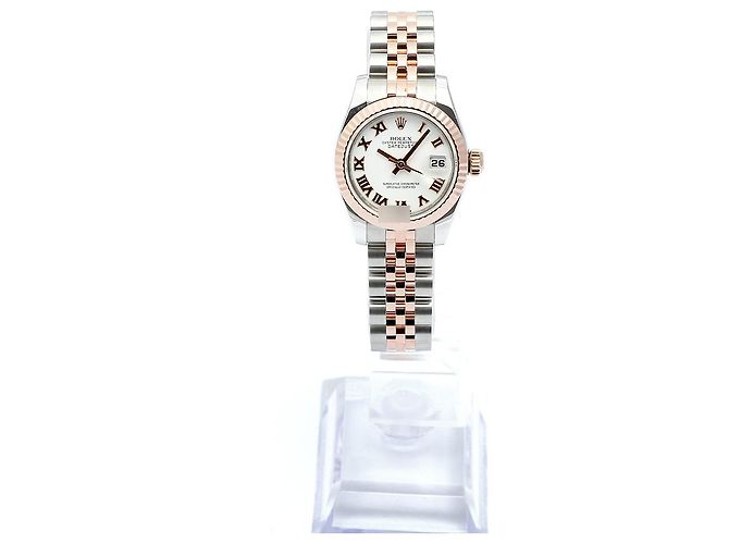 Rolex Orologio Datejust da donna con quadrante bianco, numeri romani e combinazione rosa - vista 3