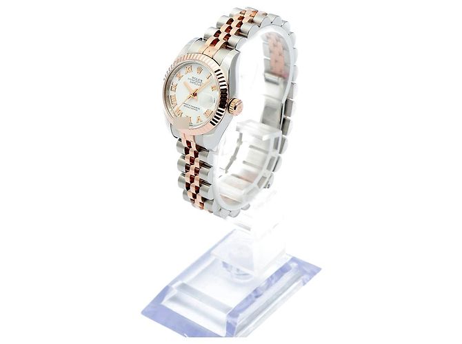 Rolex Orologio Datejust da donna con quadrante bianco, numeri romani e combinazione rosa - vista 4