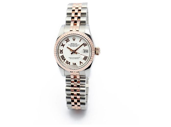 Rolex Orologio Datejust da donna con quadrante bianco, numeri romani e combinazione rosa - vista 8