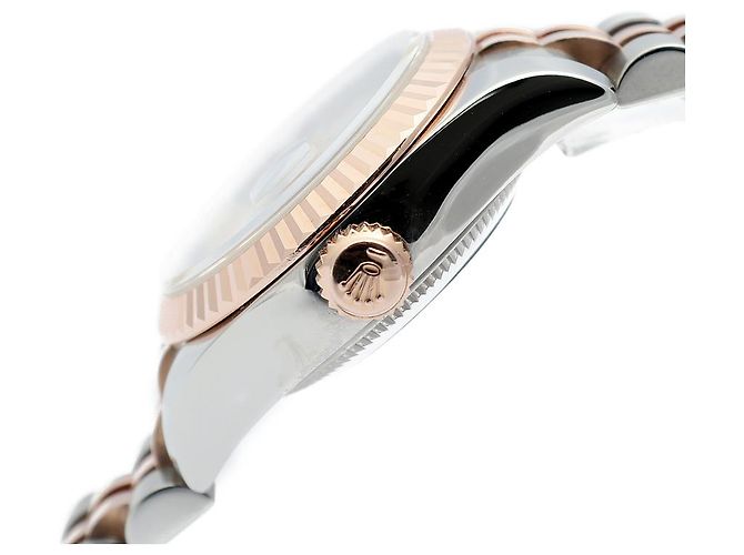 Rolex Orologio Datejust da donna con quadrante bianco, numeri romani e combinazione rosa - vista 9