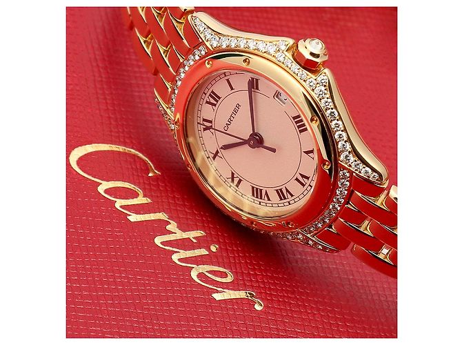 Cartier Vintage Cougar Figaro Small Damenuhr in Gold mit Quarz - Ansicht 26