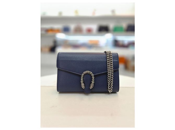 Gucci Mini borsa Dionysus in pelle con catena, a tracolla e crossbody Blu - vista 10