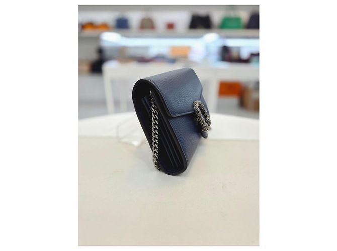 Gucci Mini borsa Dionysus in pelle con catena, a tracolla e crossbody Blu - vista 13