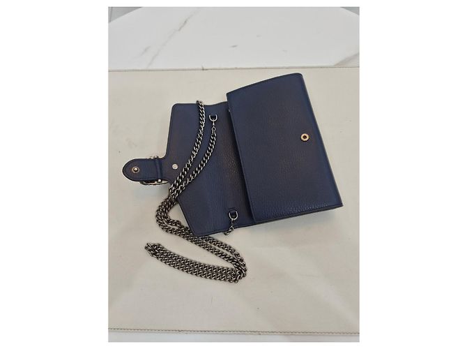 Gucci Mini borsa Dionysus in pelle con catena, a tracolla e crossbody Blu - vista 19
