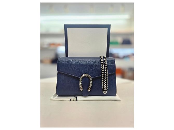 Gucci Mini borsa Dionysus in pelle con catena, a tracolla e crossbody Blu - vista 9