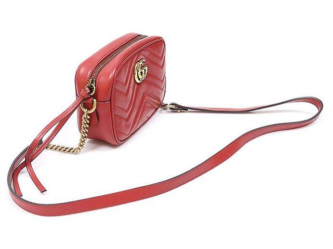 Gucci Mini crossbody Red Matelassé Chevron GG Marmont Rosso - vista 3