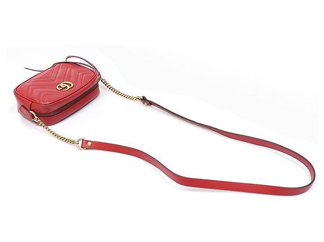 Gucci Mini crossbody Red Matelassé Chevron GG Marmont Rosso - vista 4