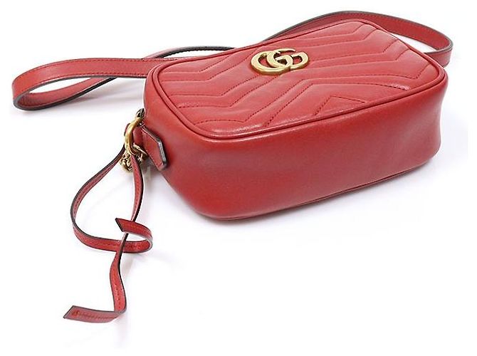 Gucci Mini crossbody Red Matelassé Chevron GG Marmont Rosso - vista 5