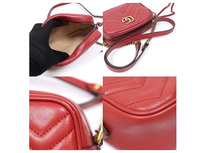 Gucci Mini crossbody Red Matelassé Chevron GG Marmont Rosso - vista 6