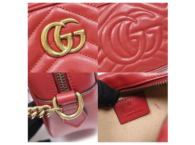 Gucci Mini crossbody Red Matelassé Chevron GG Marmont Rosso - vista 7