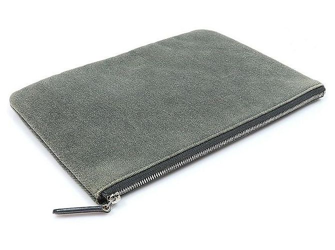Chanel Clutch Double New Medium in Denim Grigio con paillettes Serie Marrone - vista 4