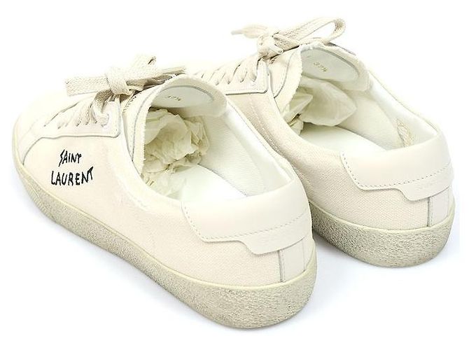 Saint Laurent Sneakers low top classiche in cotone bianco crema - vista 4