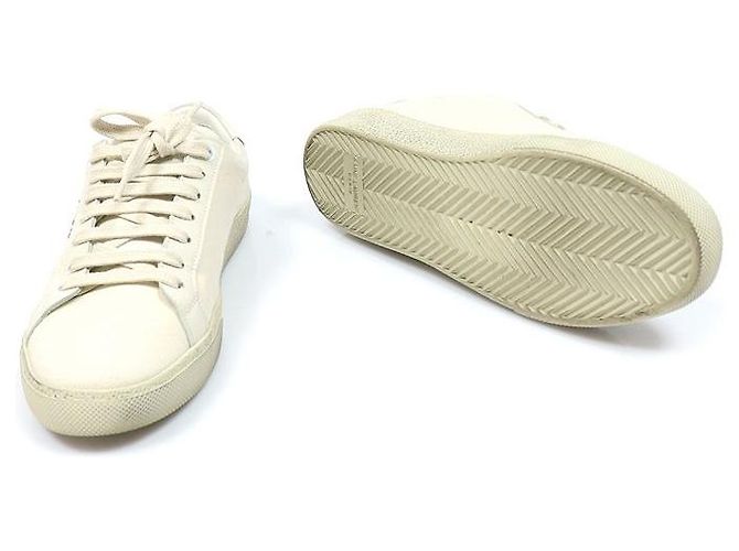 Saint Laurent Sneakers low top classiche in cotone bianco crema - vista 5