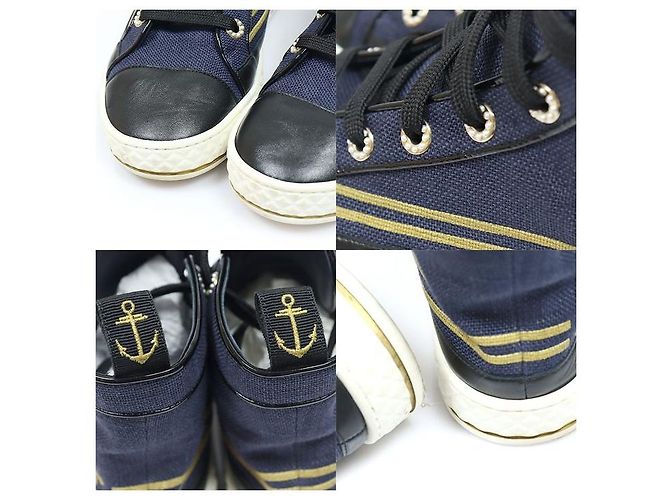 Chanel Sneakers high-top da donna blu navy con logo CC e perle - vista 6