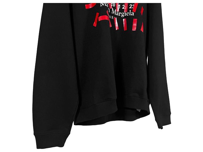 Maison Martin Margiela Oversized-Kapuzenpullover für Herren mit Taping Number Logo Schwarz Rot - Ansicht 10