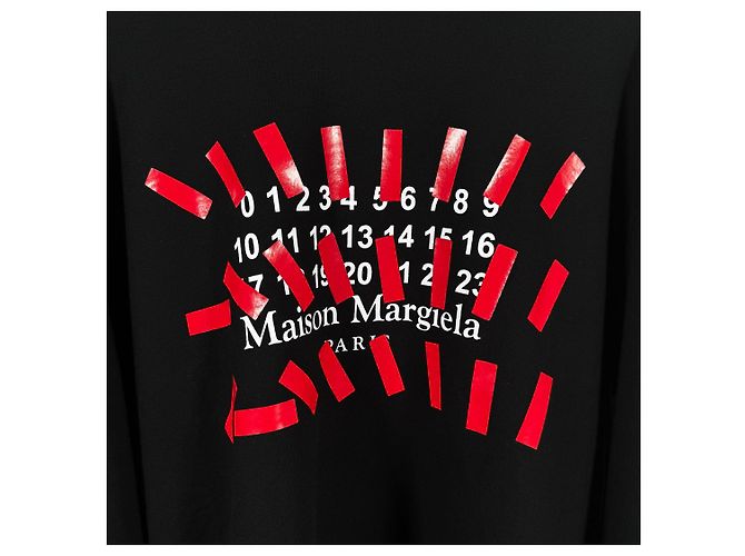 Maison Martin Margiela Oversized-Kapuzenpullover für Herren mit Taping Number Logo Schwarz Rot - Ansicht 7