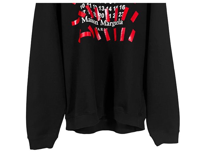 Maison Martin Margiela Oversized-Kapuzenpullover für Herren mit Taping Number Logo Schwarz Rot - Ansicht 9