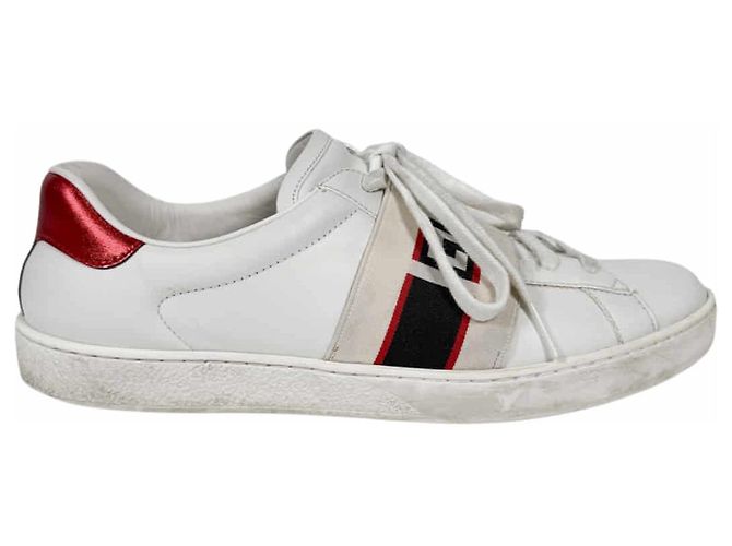 Gucci Sneakers basse Ace Banding da uomo Bianco Rosso - vista 2