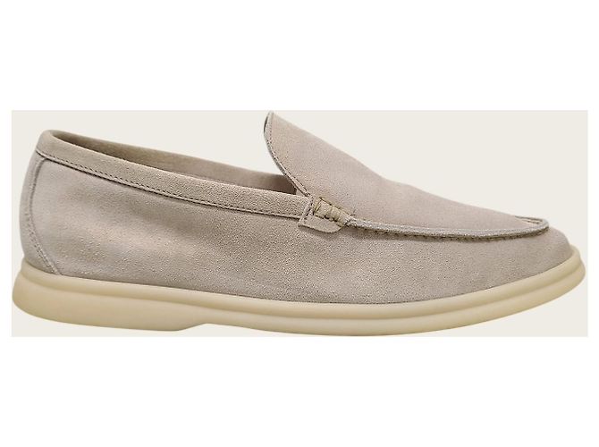 Loro Piana Mocassin de travail d'été en daim beige classique - vue 2