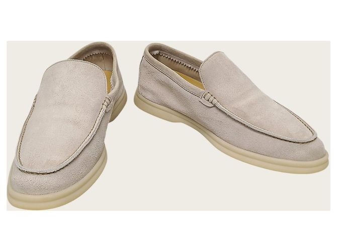 Loro Piana Mocassin de travail d'été en daim beige classique - vue 4