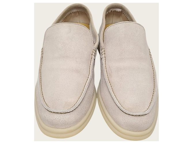 Loro Piana Mocassin de travail d'été en daim beige classique - vue 6