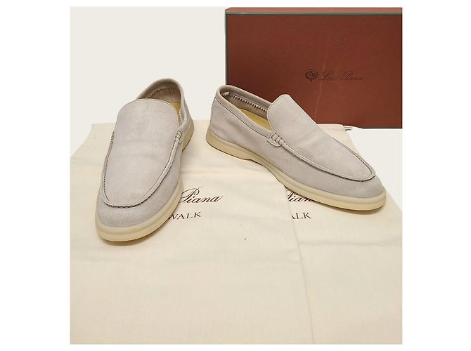 Loro Piana Mocassin de travail d'été en daim beige classique - vue 8