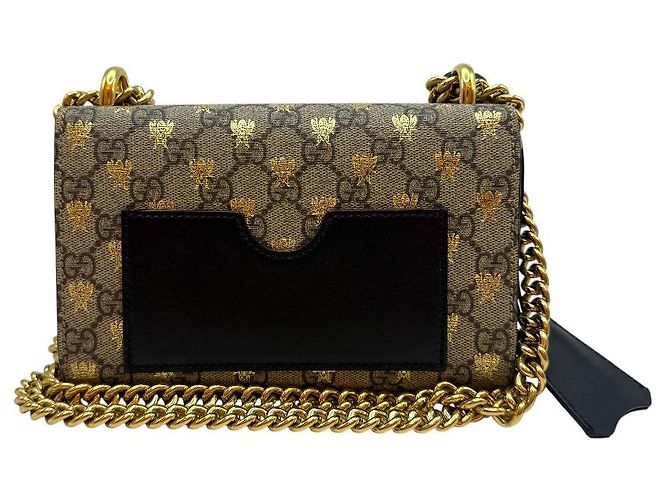 Gucci Borsa a Spalla Supreme Padlock Small Chain Marrone - vista 4