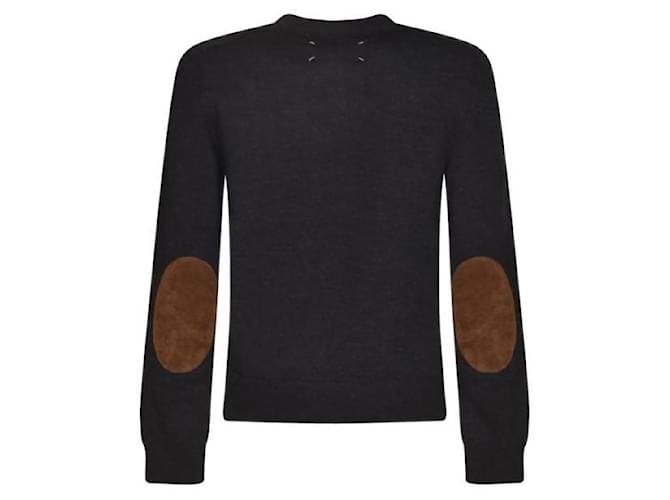 Maison Martin Margiela Wollpullover mit Ellbogen-Patches Blau - Ansicht 5