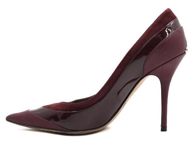 Dior Burgunderfarbene Wildleder-Pumps mit CD-Logo in Lack Damenschuhe Rot - Ansicht 4