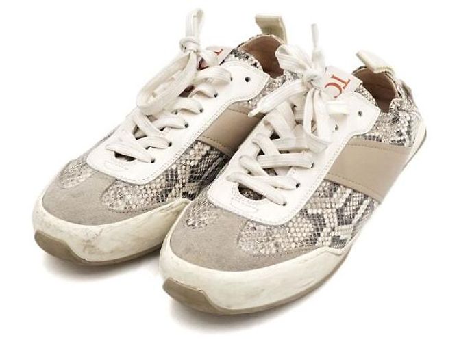 Tod's Ivory Python Pattern Women Sneakers White - view 3