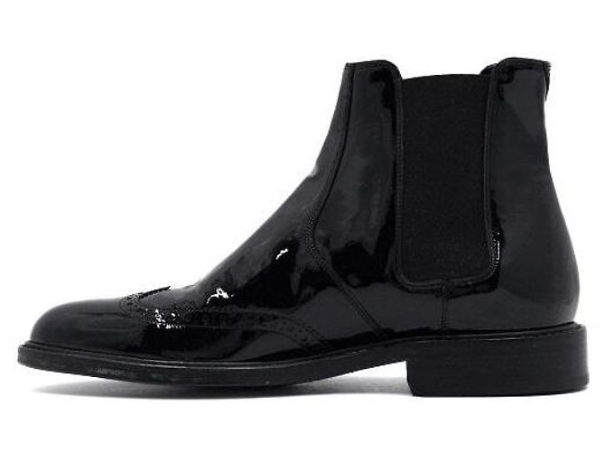 Saint Laurent Stivaletti Chelsea da uomo in pelle vernice nera Army - vista 4