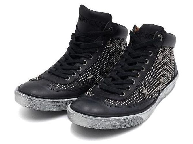 Jimmy Choo Sneakers high-top in pelle di vitello nera con multi-borchie - vista 3