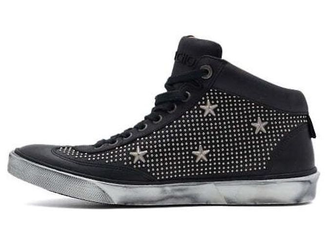 Jimmy Choo Sneakers high-top in pelle di vitello nera con multi-borchie - vista 4