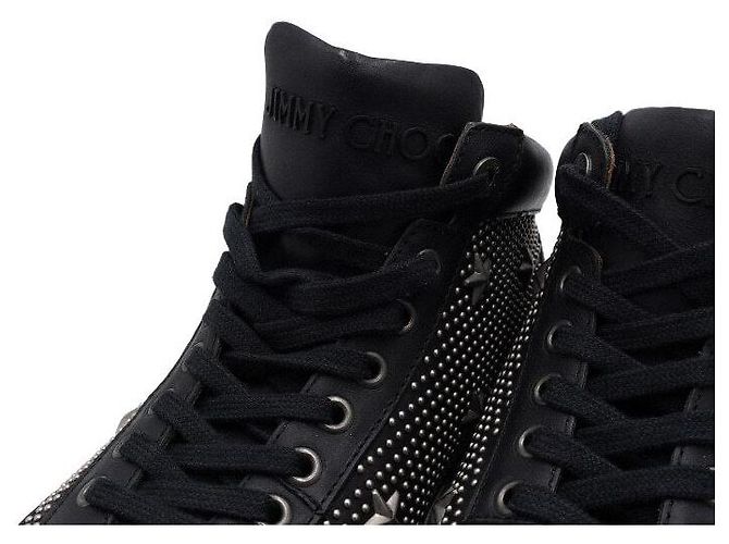 Jimmy Choo Sneakers high-top in pelle di vitello nera con multi-borchie - vista 5