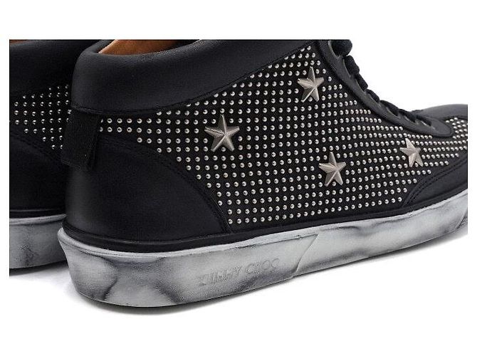 Jimmy Choo Sneakers high-top in pelle di vitello nera con multi-borchie - vista 8