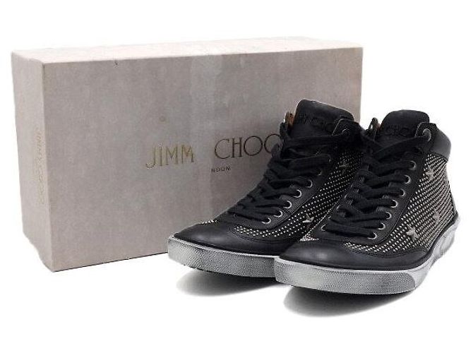 Jimmy Choo Sneakers high-top in pelle di vitello nera con multi-borchie - vista 9