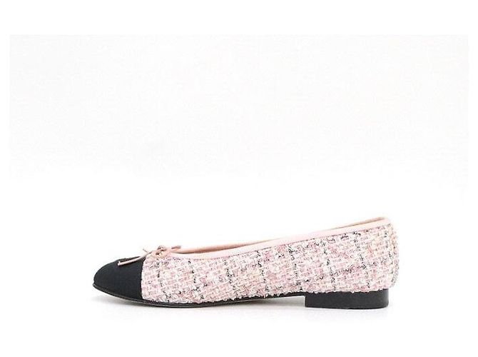 Chanel Ballerine in tweed rosa - vista 4
