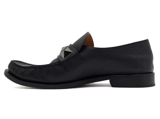 Valentino Mocassini Rockstud Garavani da uomo in pelle nera - vista 4
