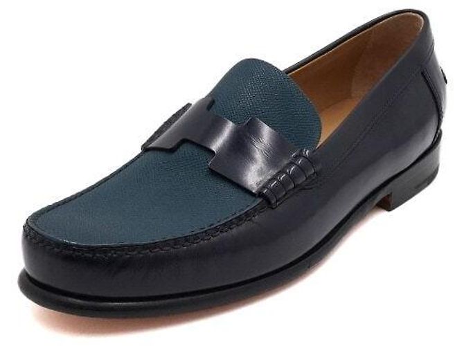 Hermès Mocassini in pelle di vitello blu navy da uomo - vista 2