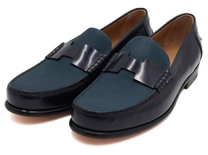 Hermès Mocassini in pelle di vitello blu navy da uomo - vista 3
