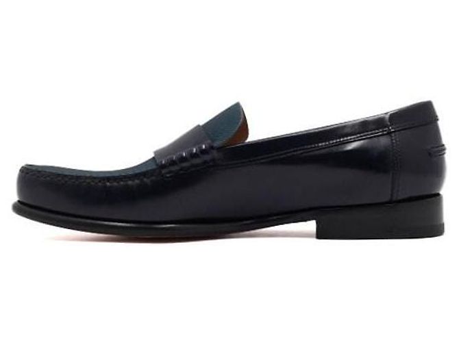 Hermès Mocassini in pelle di vitello blu navy da uomo - vista 4