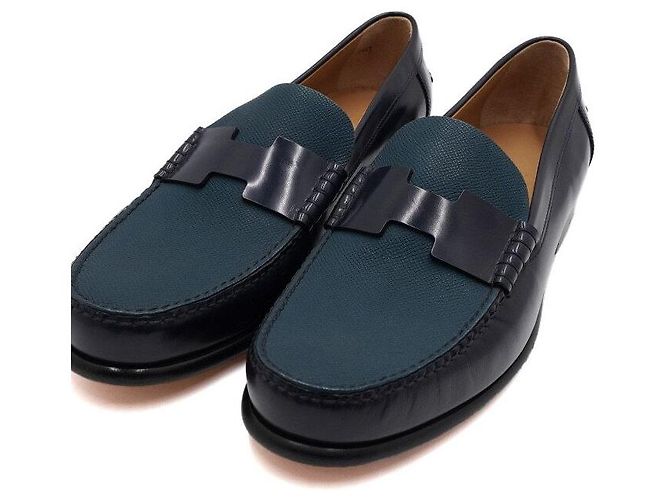Hermès Mocassini in pelle di vitello blu navy da uomo - vista 6